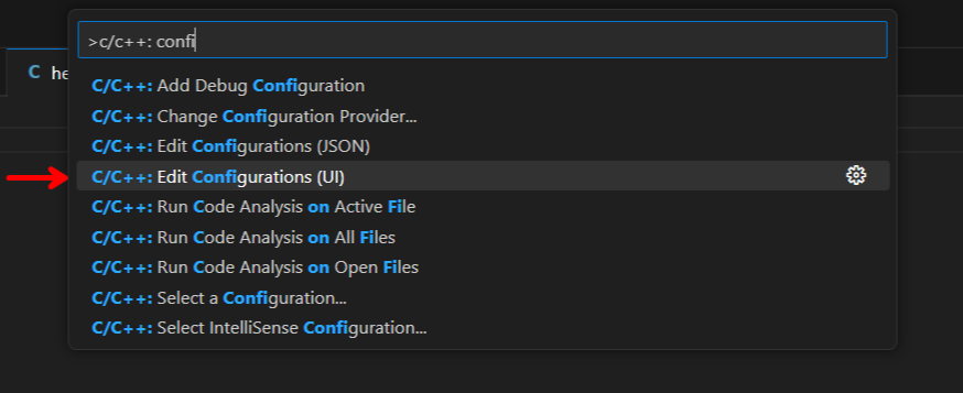 screenshot of command pallete with the right option highlighted