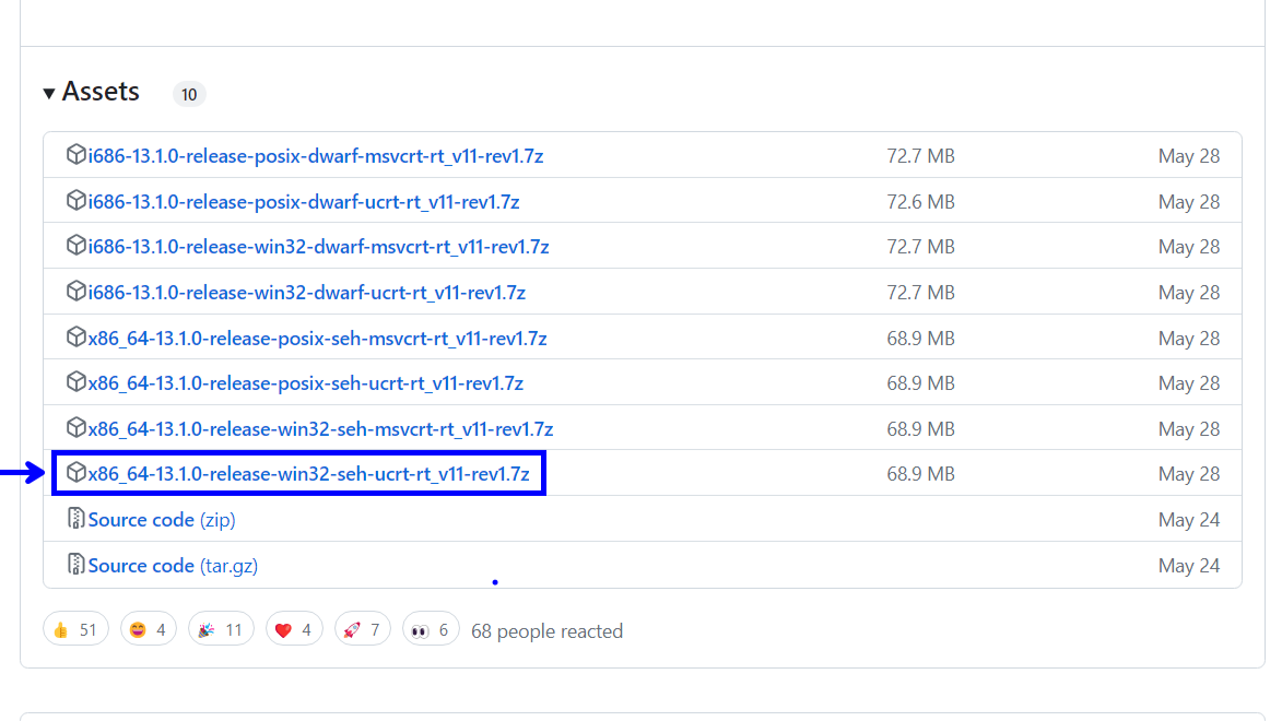 screenshot of download section